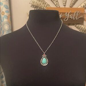 Elegant Silver and Turquoise Pendant Necklace